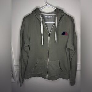 O’Neill Full Zip Hoodie Sage Green Surf Graphic Fleece Jacket Women’s M